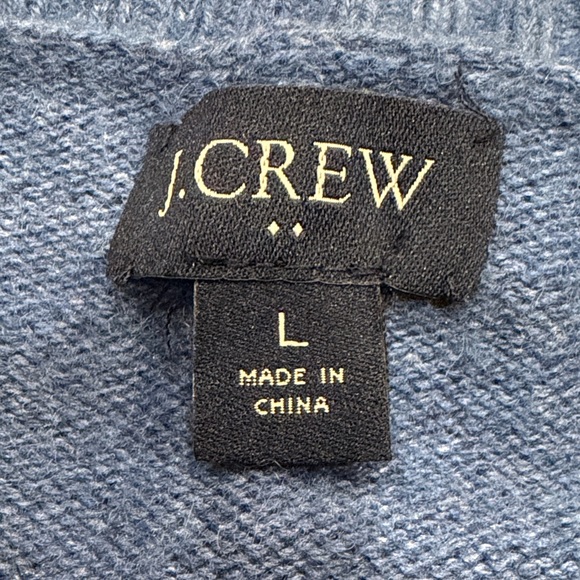 J. Crew Factory Men's Large Blue Knit Crewneck Sweater Lambswool Blend - Picture 2 of 6